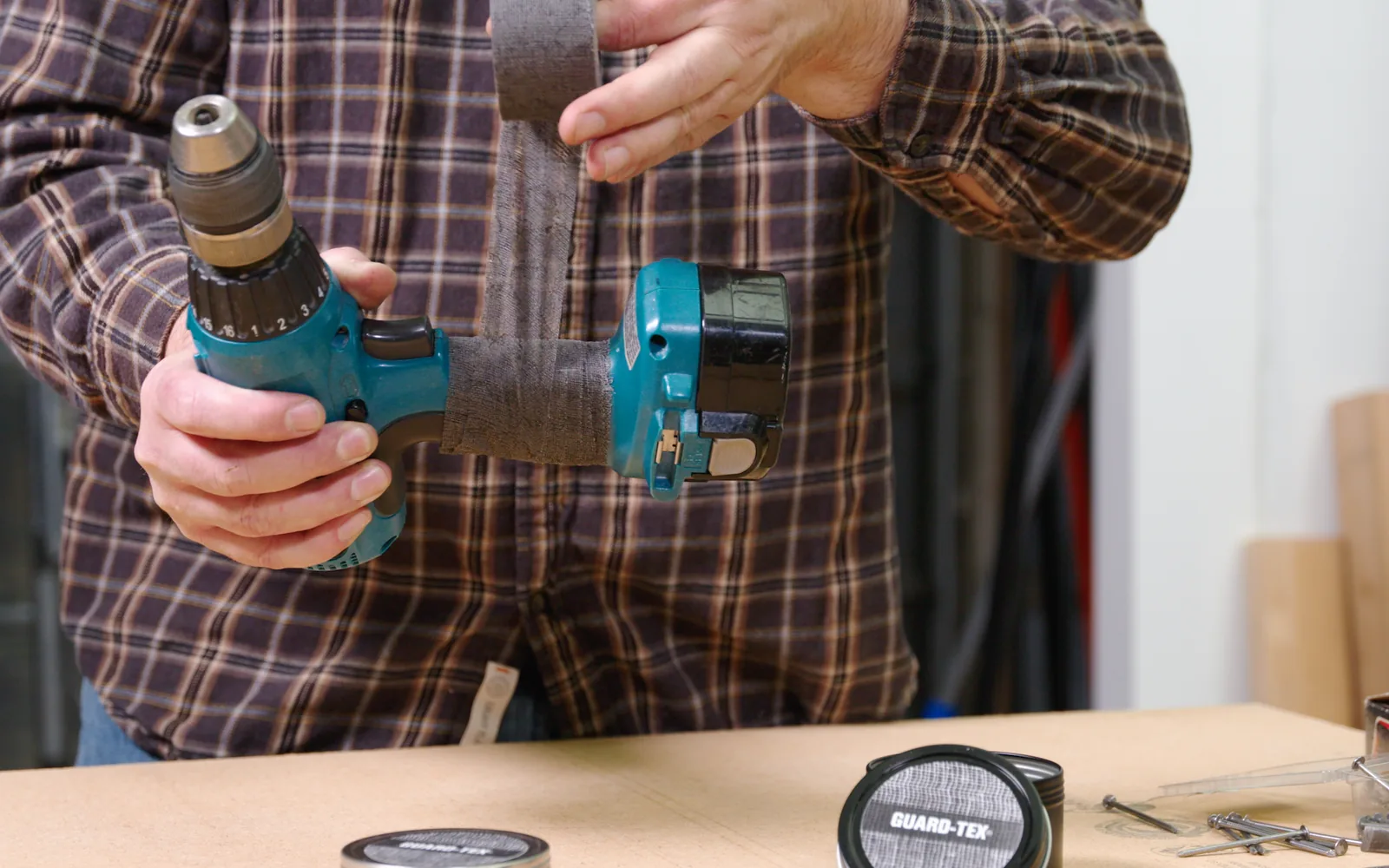 Drill with a Guard-Tex wrapped grip